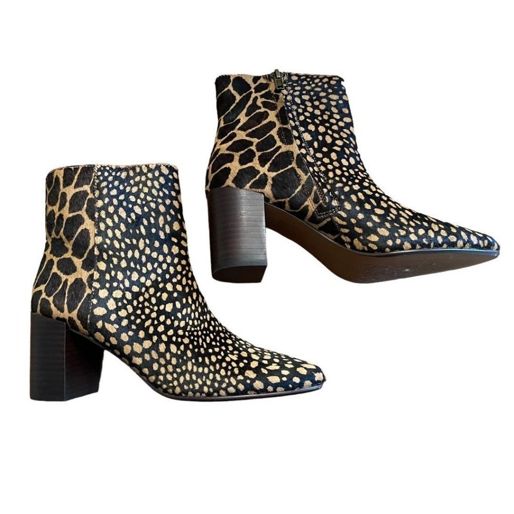 Size 7 Madewell Women's The Fiona Boot in Mixed Spot Calf Hair 3" Block Heel - Picture 5 of 14